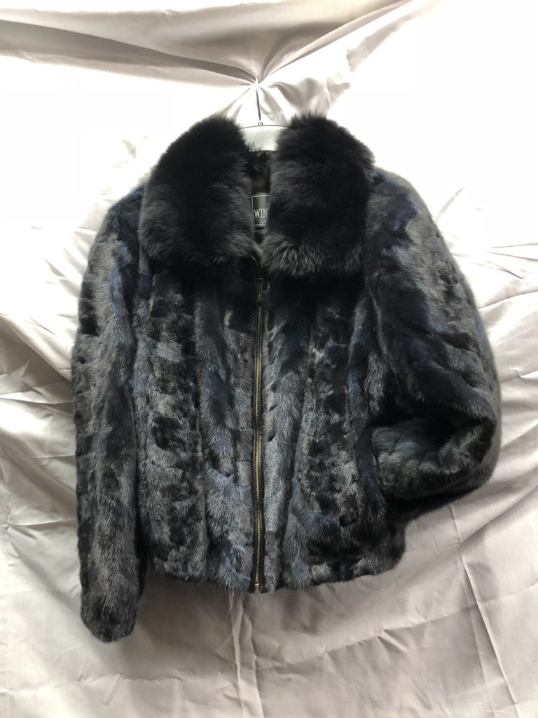 Women’s Mink Fur Bomber Jacket with Fox Fur Collar | Leather