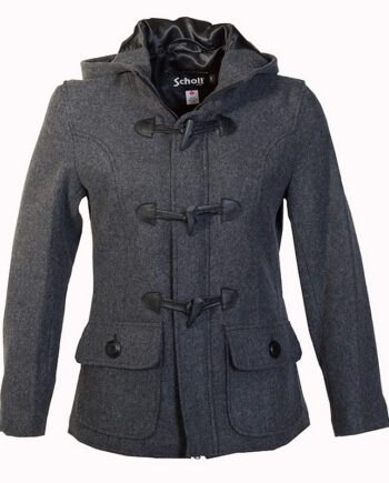 Women’s Cropped Wool Duffle Coat in black made of high-quality wool.