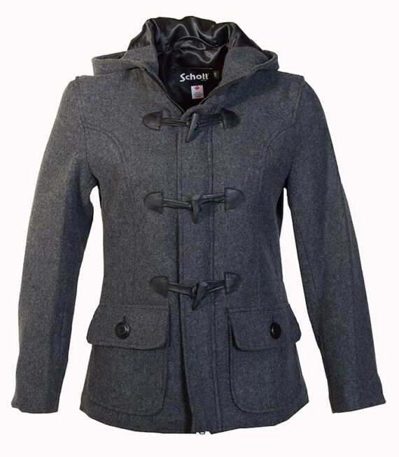 Women’s Cropped Wool Duffle Coat in black made of high-quality wool.