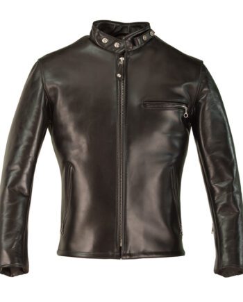 Classic Schott Racer Black Leather Motorcycle Jacket in Horsehide