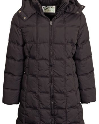 Women’s Long Down-Filled Parka with Hood in Black