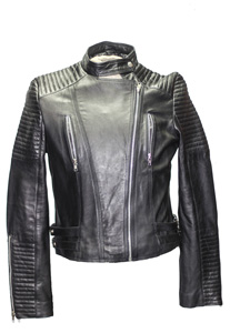 Lambskin Black Ladies Quilt Design Jacket - Front View