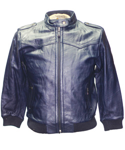 Knoles Carter Women Blue Genuine Leather Jacket - Front View