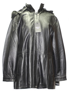 Removable Hood Zipper Closure Leather Coat for Women