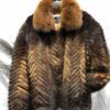 Men’s Mink Fur Bomber Jacket with Fox Fur Collar