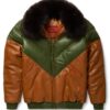 Goose Country V-Bomber Two-Tone: Brown/Green Leather