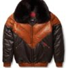 Goose Country V-Bomber Two-Tone: Brown/Tan Leather