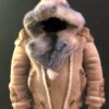 Tonka Sheepskin Biker with Crystal Fox Fur with Hooded