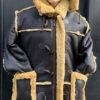 MEN SHEARLING-7/8 BROWN WITH GOLD WITH HOOD